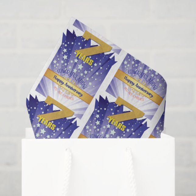 7 Year Sober Anniversary Bold Numeral Tissue Paper (Gift Bag)