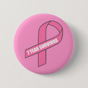 7 Year Survivor (Breast Cancer Pink Ribbon) 2 Inch Round Button