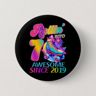7 Years Awesome Since 2019 Hockey Theme Birthday 1 2 Inch Round Button