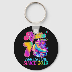 7 Years Awesome Since 2019 Hockey Theme Birthday 1 Keychain