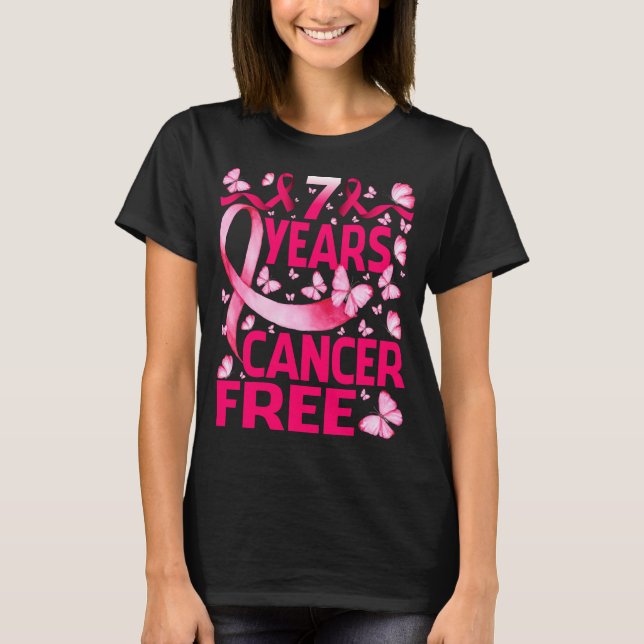 7 Years Breast Cancer Free Survivor Butterfly T-Shirt (Front)