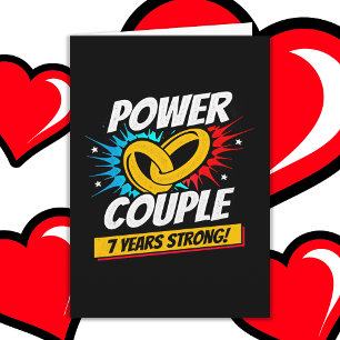 7 Years Comic Super Power Couple 7th Anniversary Card