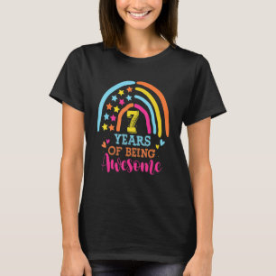 7 Years Of Being Awesome 7th Birthday Rainbow Hand T-Shirt