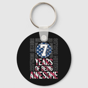 7 Years Of Being Awesome Basketball 7th Birthday  Keychain