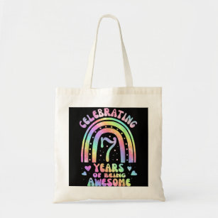 7 Years Of Being Awesome Bday 7th Birthday Girl Ti Tote Bag