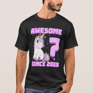 7 Years Old 7th Birthday Awesome Since 2015 Unicor T-Shirt
