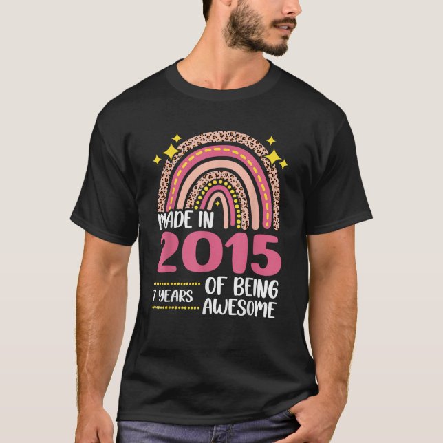 7 Years Old 7th Birthday Born in 2015 Women Girls  T-Shirt (Front)