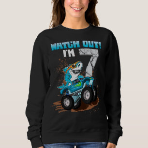 7 Years Old 7th Birthday Shark Boy Girl Monster Tr Sweatshirt