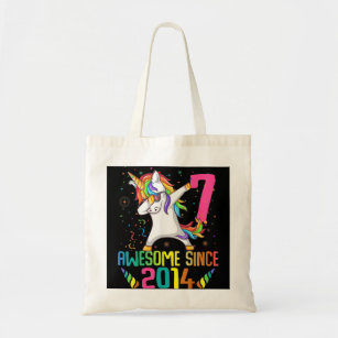 7 Years Old 7th Birthday Unicorn Dabbing Girl Part Tote Bag