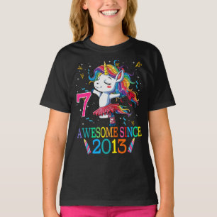 7 Years Old 7th Birthday Unicorn Dabbing T-Shirt