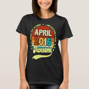 7 Years Old Awesome Since April 2016 7th Birthday T-Shirt