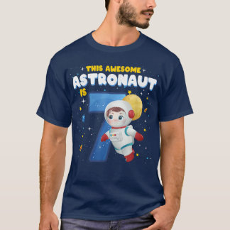 7 Years Old Birthday Boy Astronaut Outer Space Spa T-Shirt