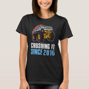 7 Years Old Birthday Boy Monster Truck Crushing Si T-Shirt