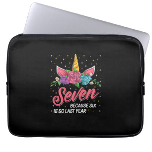 7 Years Old Birthday Girl Gifts Face Unicorn 7th B Laptop Sleeve