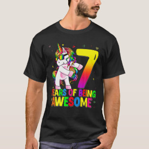 7 Years Old Birthday Unicorn Flossing 7Th Birthday T-Shirt