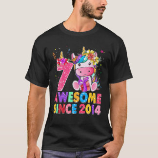 7 Years Old Birthday Unicorn Girl 7Th Birthday Uni T-Shirt