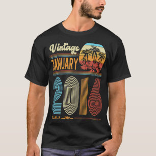 7 Years Old Birthday Vintage January 2016 Girls B T-Shirt
