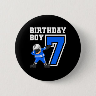 7 Years Old Boy Ice Hockey Player 7th Birthday Kid 2 Inch Round Button