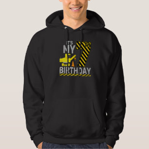 7 Years Old Boy It's My 7th Birthday Construction  Hoodie