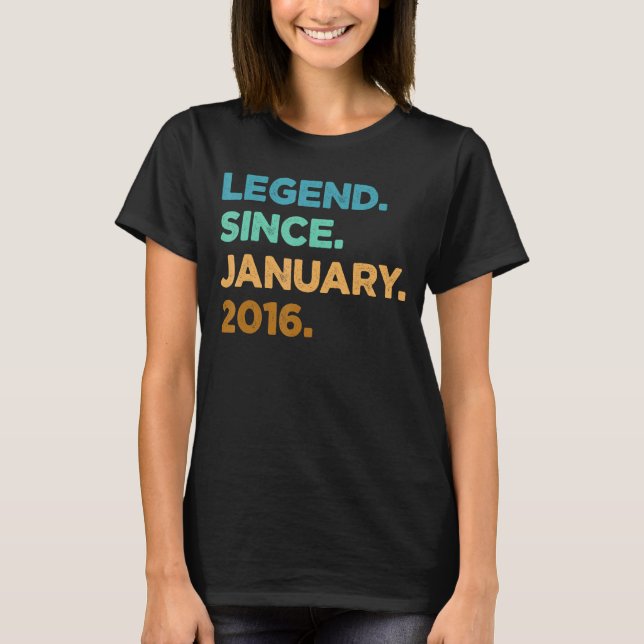 7 Years Old Legend Since January 2016 7th Birthday T-Shirt (Front)