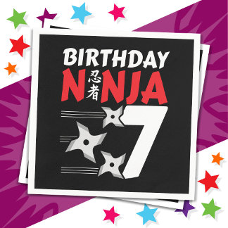 7 Years Old Ninja Party Stars Kids 7th Birthday Napkin