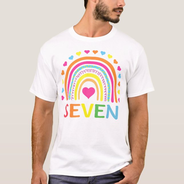 7 Years Old Rainbow 7th Birthday Gift For Girls Bo T-Shirt (Front)