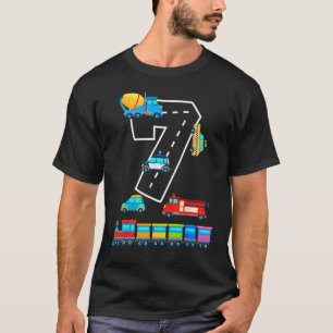 7 Years Old Transportation Birthday Car Train Plan T-Shirt