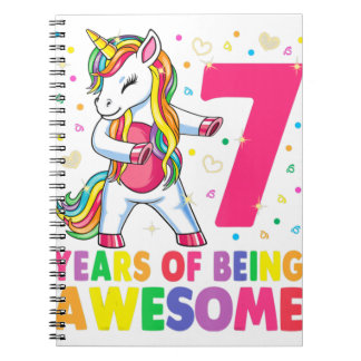 7 Years Old Unicorn Flossing 7th Birthday Girl Uni Notebook