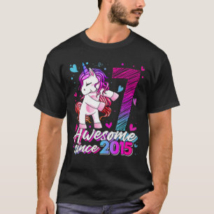 7 Years Old Unicorn Flossing 7Th Birthday Girl Uni T-Shirt