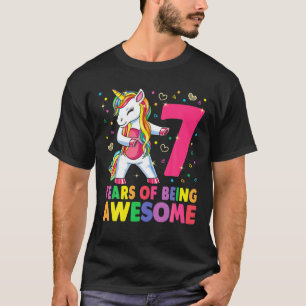 7 Years Old Unicorn Flossing 7Th Birthday Girl Uni T-Shirt