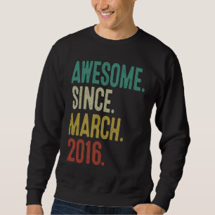 7 Years Old Vintage March 2016 7th Birthday Sweatshirt