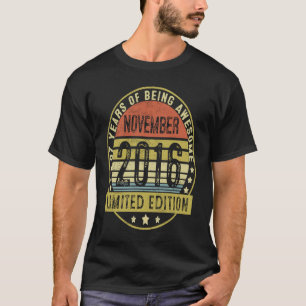 7 Years Old Vintage November 2016 7th Birthday T-Shirt