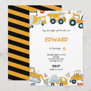 7e anniversaire Construction Boy Invitation
