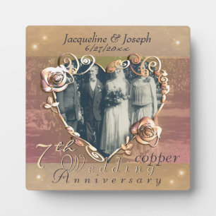7e anniversaire du Mariage Coppery Rose Plaque pho