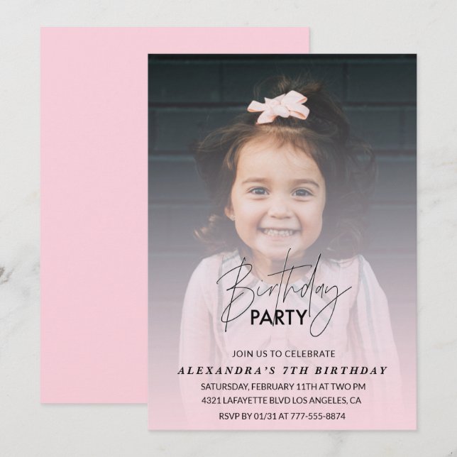 7e anniversaire invitation Anniversaire fête Photo (Devant / Derrière)
