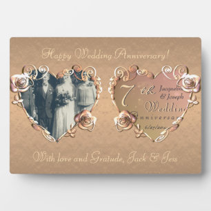7e anniversaire Mariage Coppery Rose Plaque