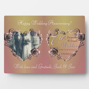7e anniversaire Mariage Coppery Rose Plaque