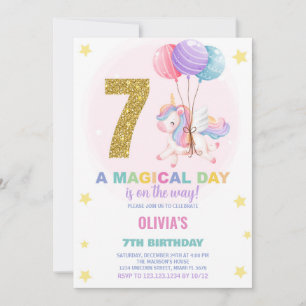 7e anniversaire Unicorn Anniversaire Invitations