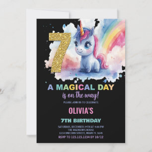 7e anniversaire Unicorn Anniversaire Invitations