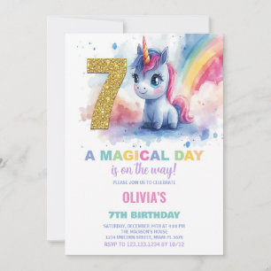 7e anniversaire Unicorn Anniversaire Invitations