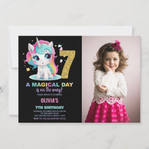 7e anniversaire Unicorn Birthday Invitations photo