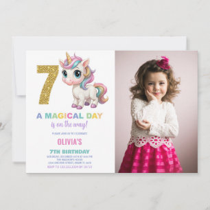 7e anniversaire Unicorn Birthday Invitations photo