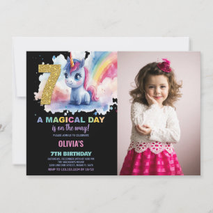 7e anniversaire Unicorn Birthday Invitations photo