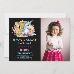 7e anniversaire Unicorn Birthday Invitations photo