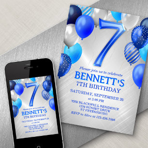 7e Boys Blue Birthday Invitation