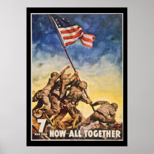 7e Guerre II Prêt Soldats et affiche du drapeau