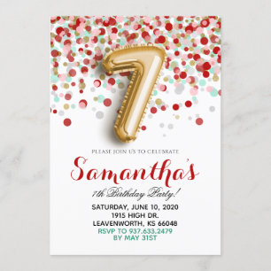 7e Invitation Confetti Anniversaire