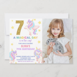 7e Rainbow Unicorn Invitations Anniversaire avec p