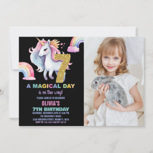 7e Rainbow Unicorn Invitations Anniversaire avec p