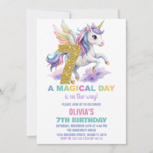 7e Rainbow Unicorn Invitations Anniversaire Vol
